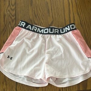 Under Armour Women's Pink and White Shorts/1